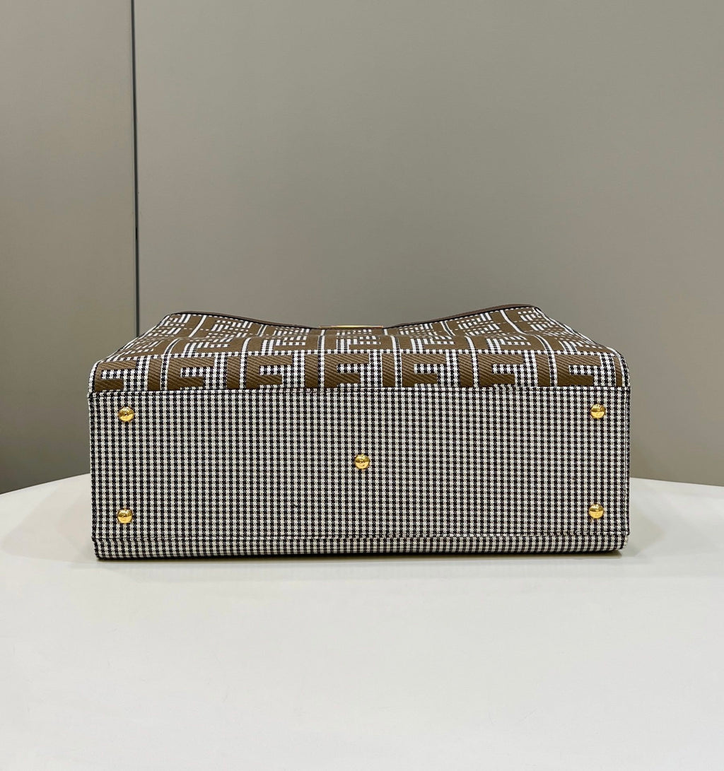 FENDI Houndstooth FF Embroidered Tote