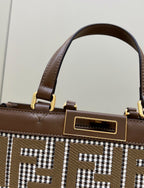 FENDI Houndstooth FF Embroidered Tote