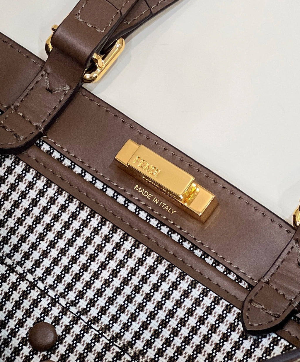 FENDI Houndstooth FF Embroidered Tote