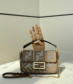 FENDI Houndstooth FF Mini Baguette
