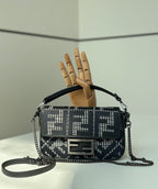 FENDI Houndstooth FF Mini Baguette
