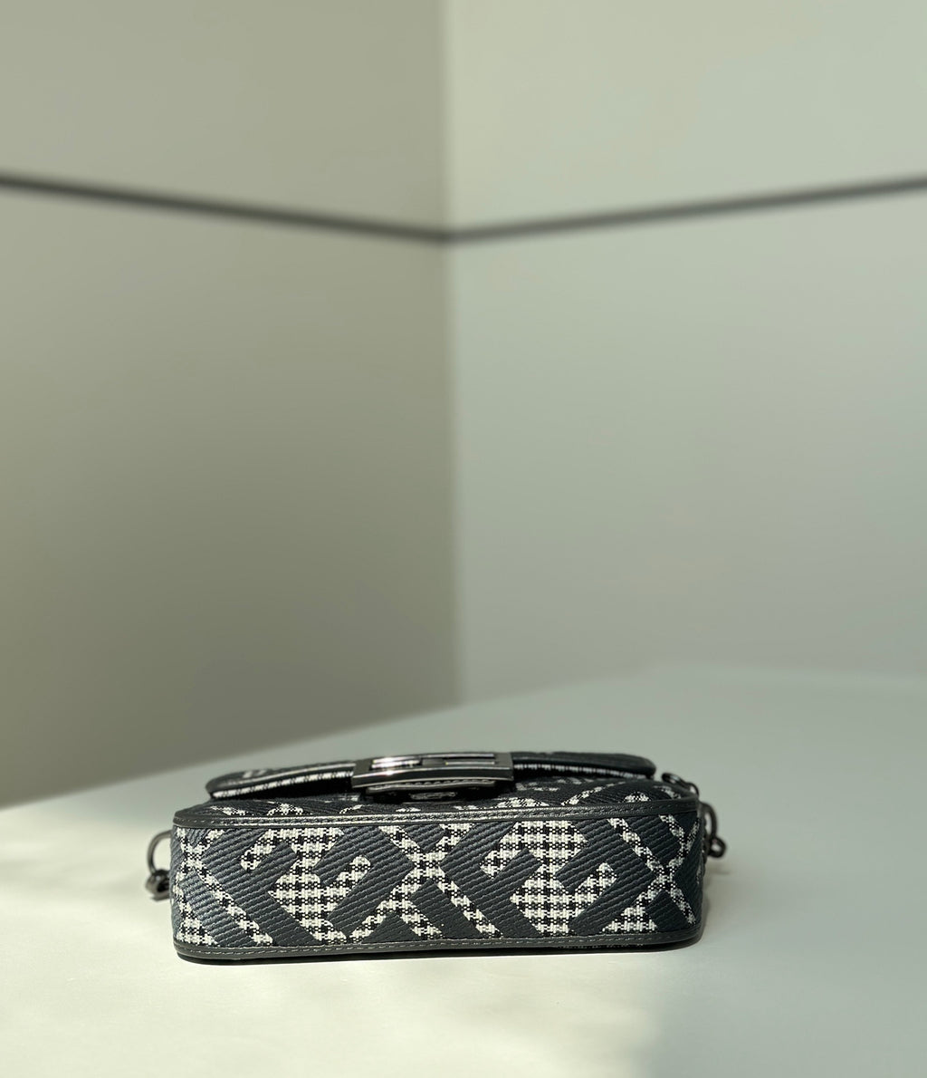 FENDI Houndstooth FF Mini Baguette