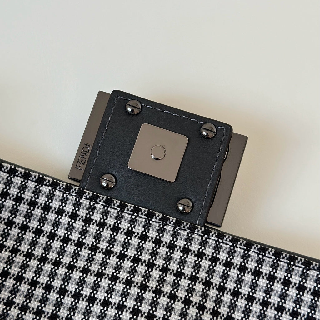 FENDI Houndstooth FF Mini Baguette