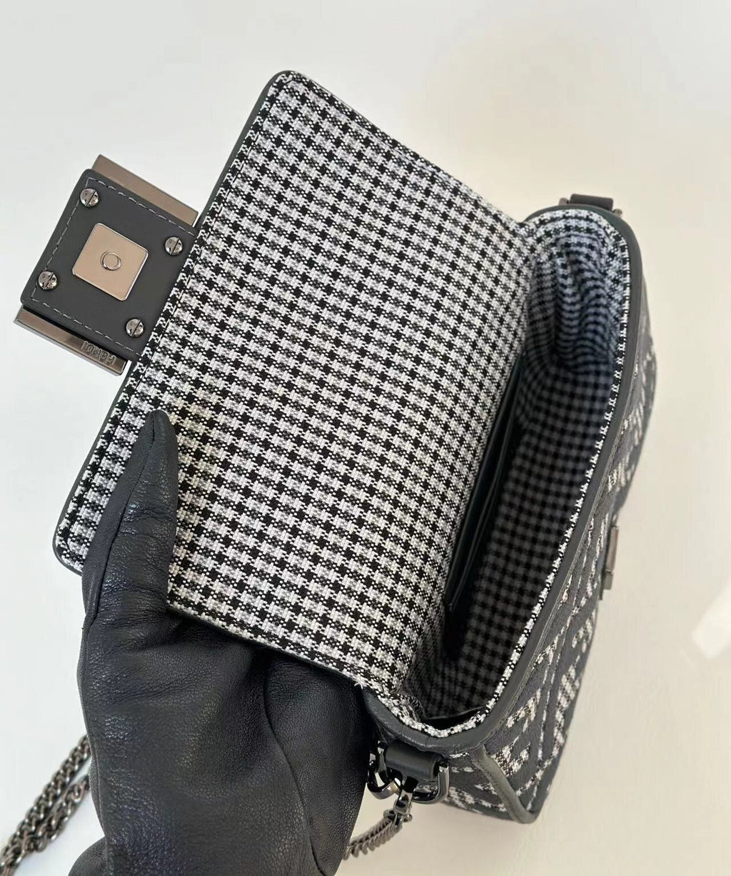 FENDI Houndstooth FF Mini Baguette