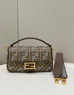 FENDI Houndstooth FF Baguette Handbag
