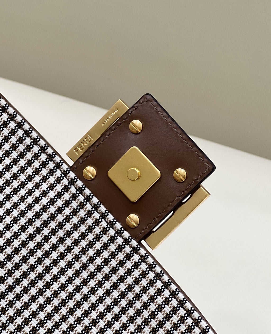 FENDI Houndstooth FF Baguette Handbag