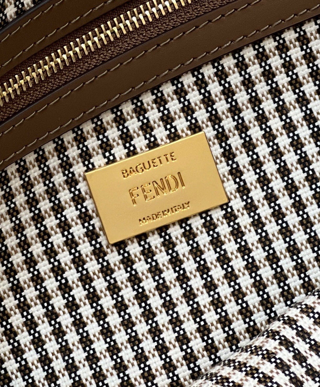 FENDI Houndstooth FF Baguette Handbag