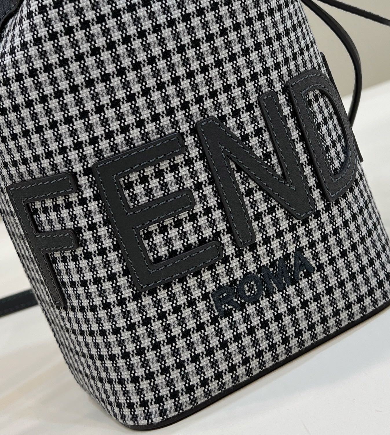 FENDI Houndstooth Mini Bucket Bag