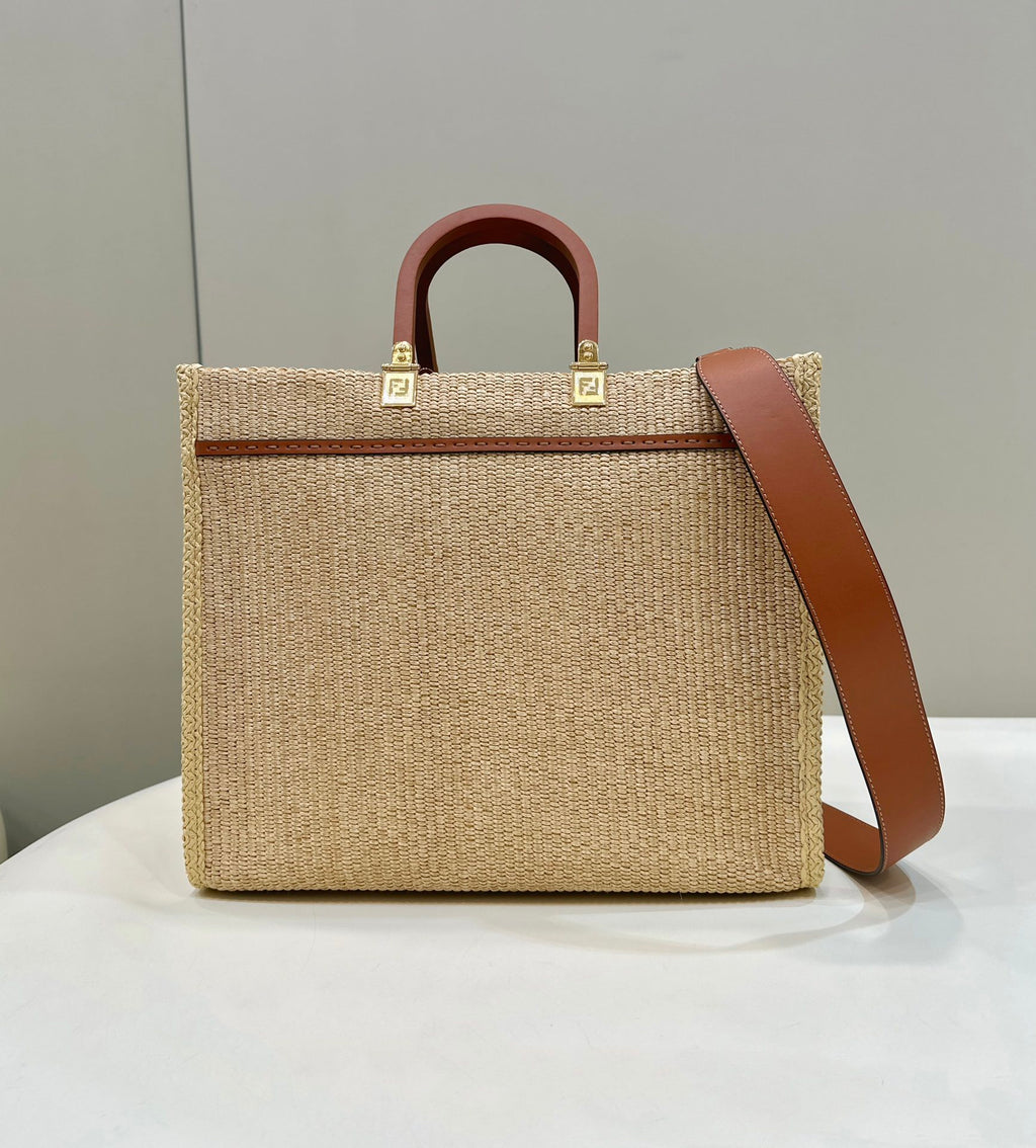 FENDI Sunshine Handwoven Raffia Tote