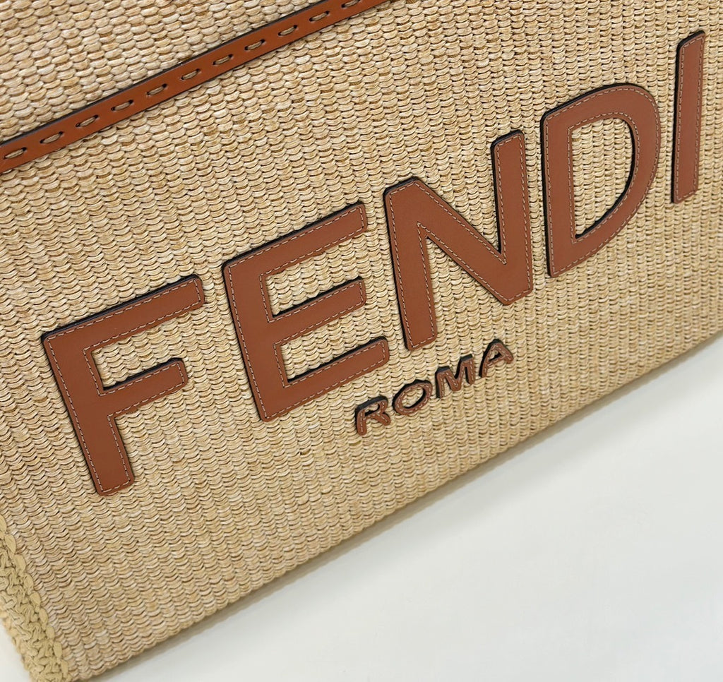 FENDI Sunshine Handwoven Raffia Tote