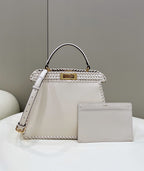 FENDI Peekaboo Handwoven Leather Large Handbag