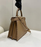 FENDI Peekaboo Handwoven Leather Large Handbag