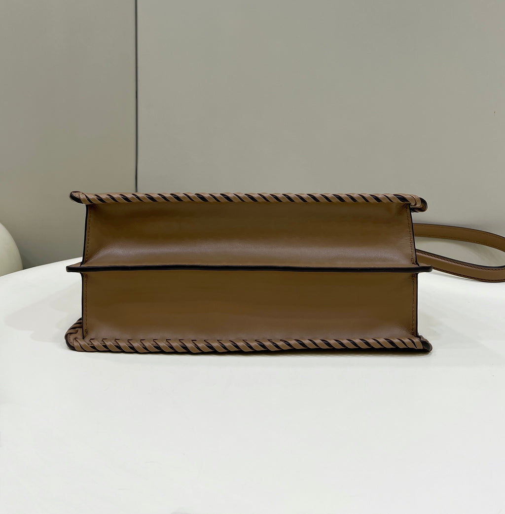 FENDI Peekaboo Handwoven Leather Large Handbag