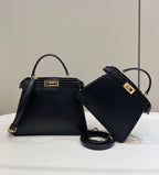FENDI Peekaboo Handwoven Leather Handbag