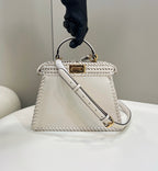 FENDI Peekaboo Handwoven Leather Handbag
