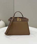 FENDI Peekaboo Handwoven Leather Handbag