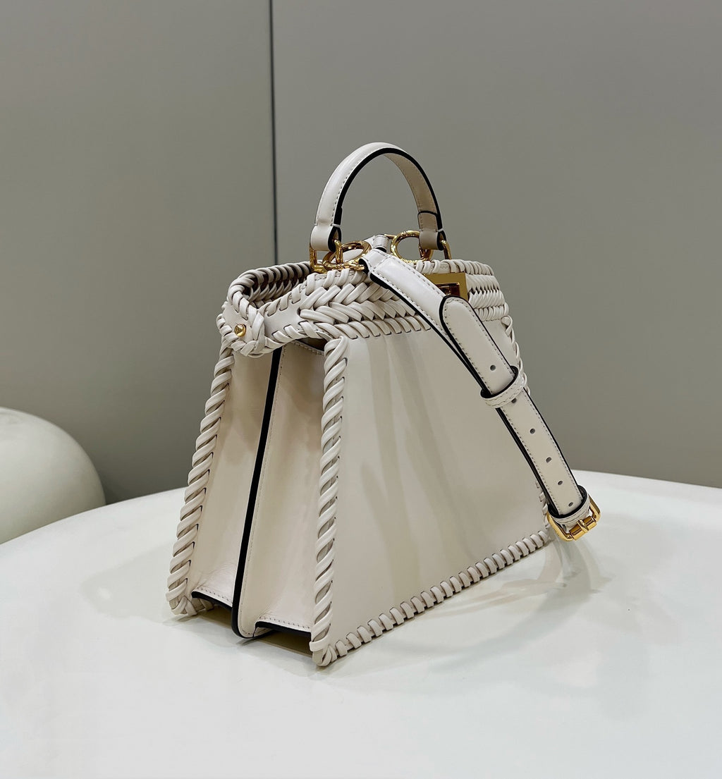 FENDI Peekaboo Handwoven Leather Handbag