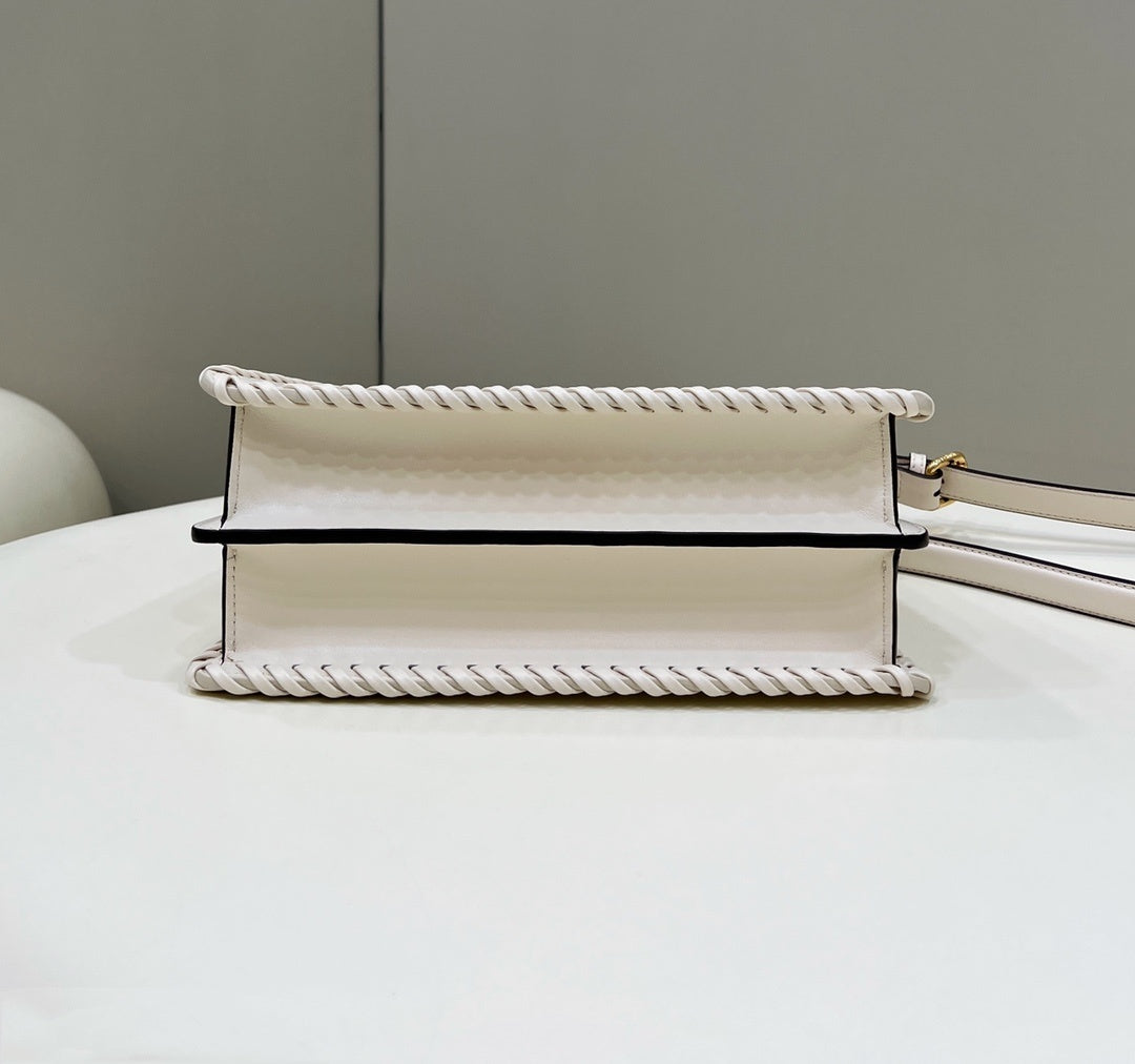 FENDI Peekaboo Handwoven Leather Handbag
