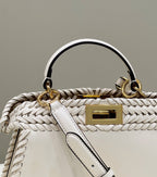 FENDI Peekaboo Handwoven Leather Handbag