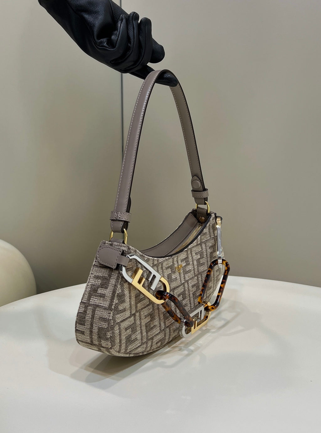 FENDI O’Lock Acrylic Handle Clutch