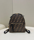 FENDI FF Logo Embossed Leather Backpack