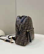 FENDI FF Logo Embossed Leather Backpack