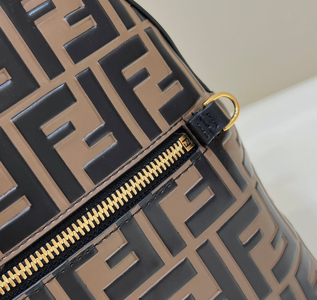 FENDI FF Logo Embossed Leather Backpack
