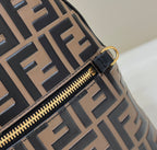 FENDI FF Logo Embossed Leather Backpack