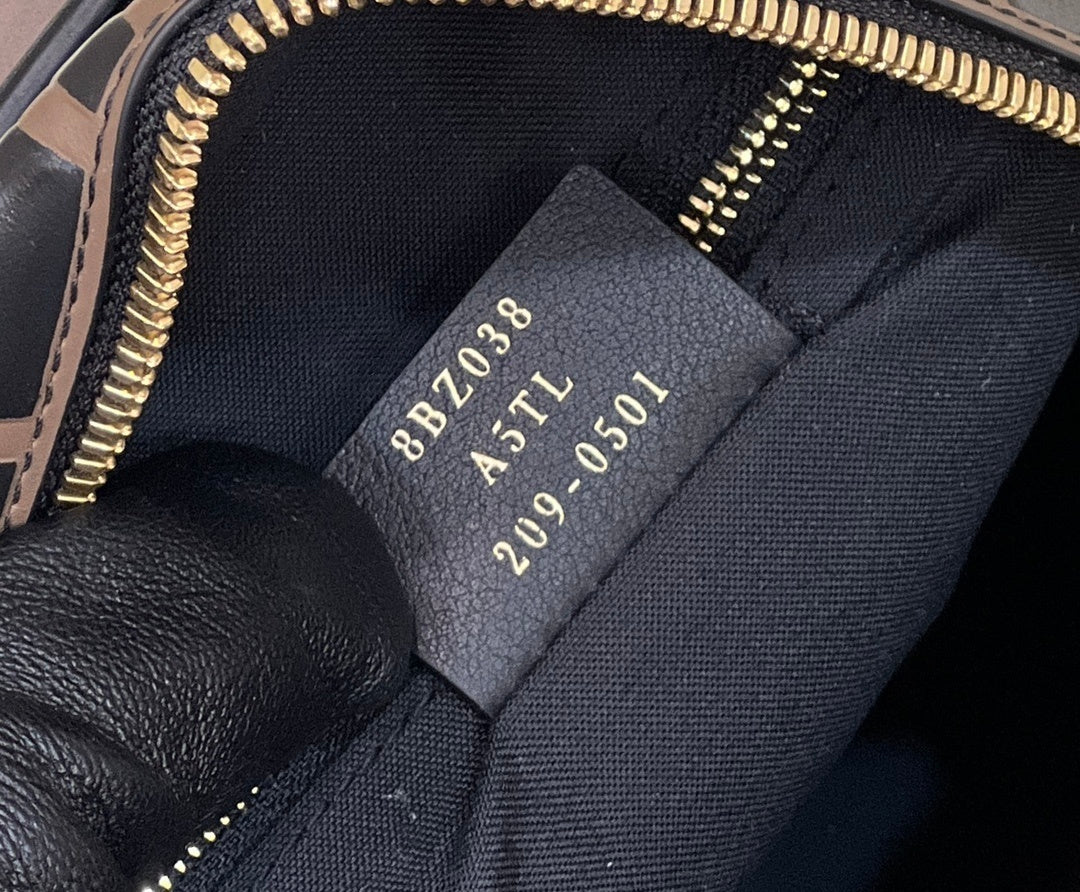 FENDI FF Logo Embossed Leather Backpack