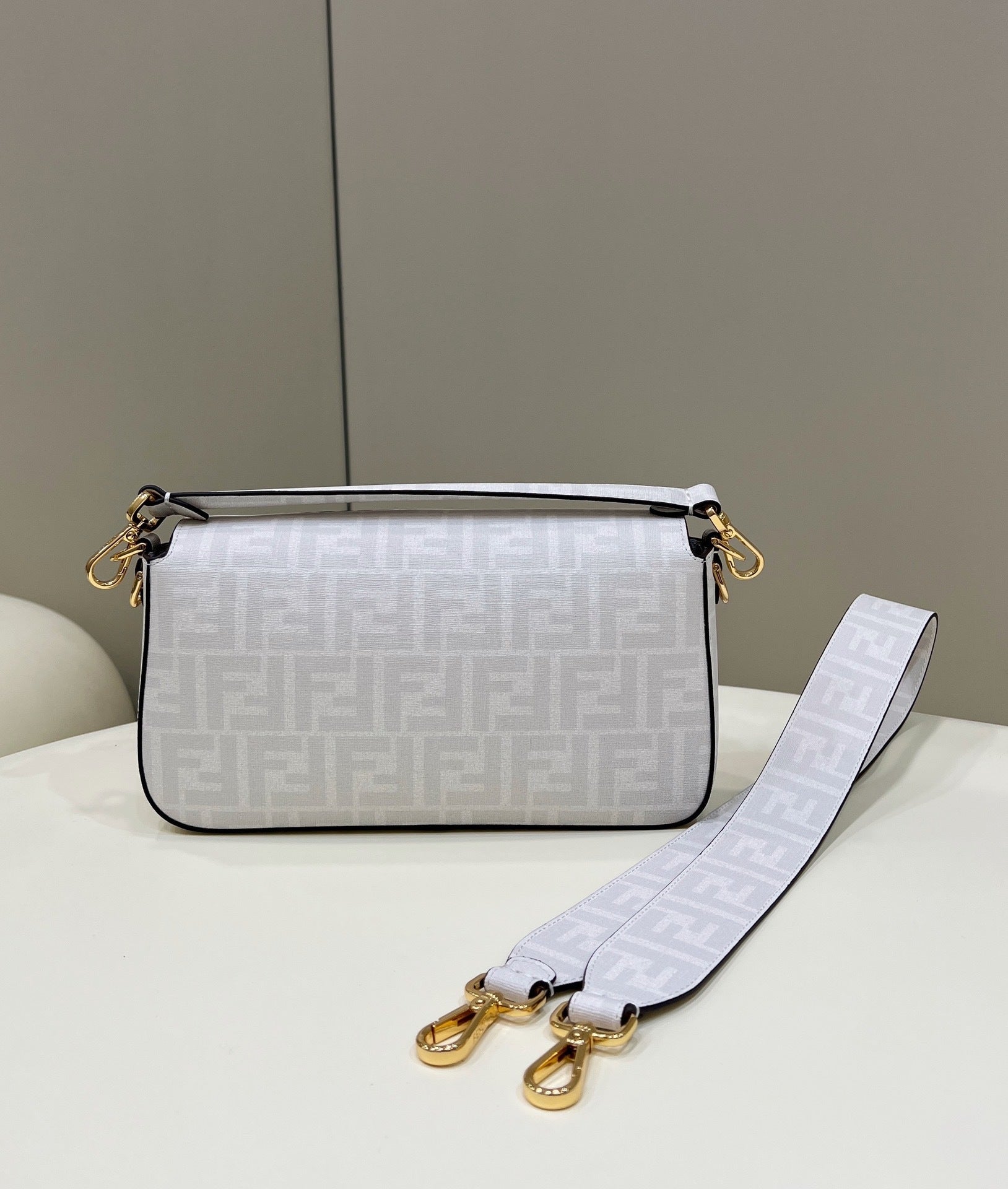 FENDI Baguette Medium FF Fabric Handbag