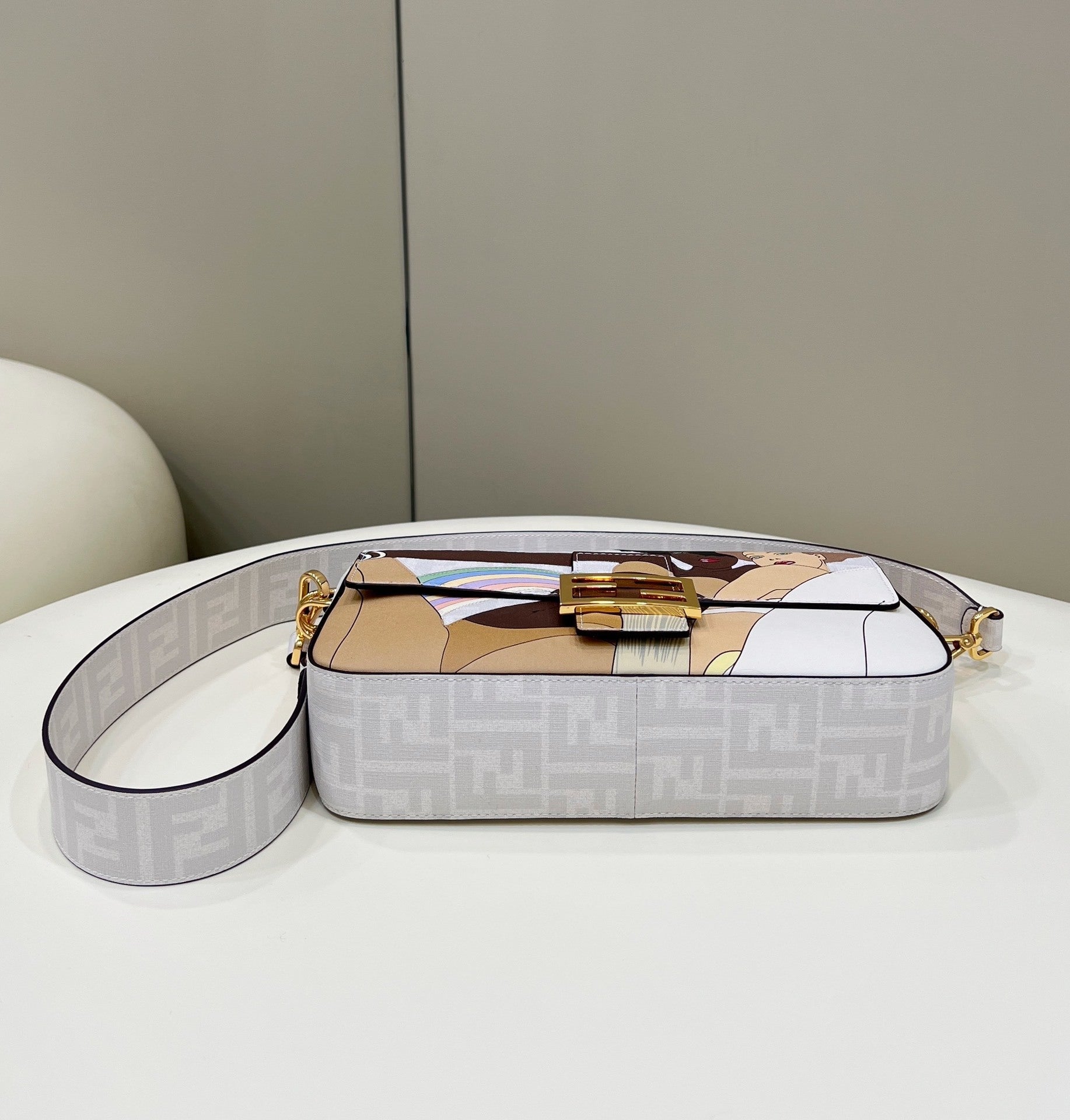 FENDI Baguette Medium FF Fabric Handbag