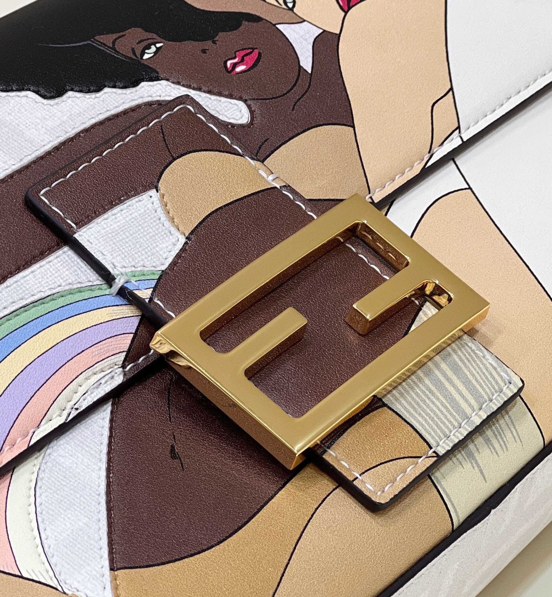FENDI Baguette Medium FF Fabric Handbag