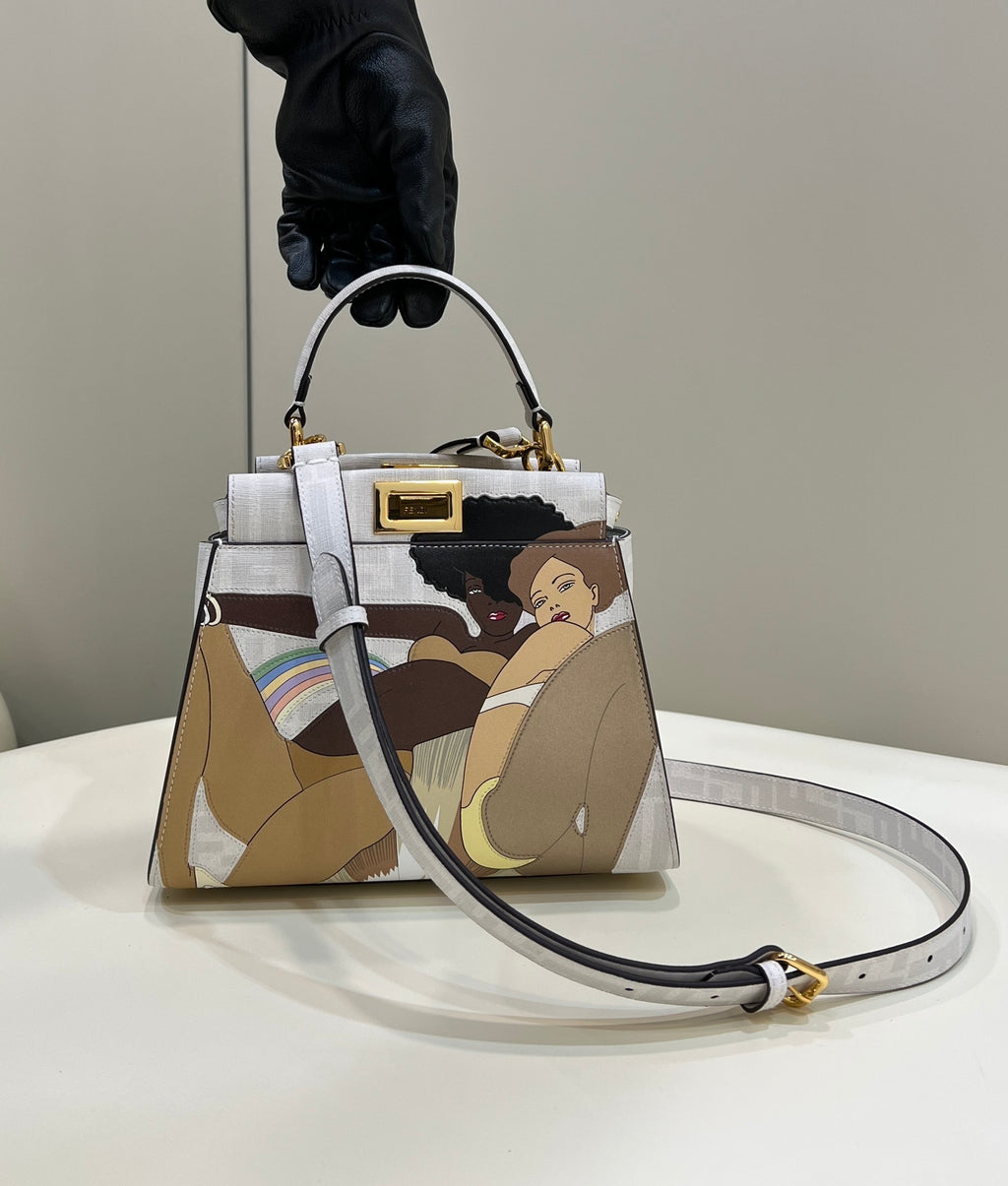 FENDI Peekaboo Glazed FF Small Handbag