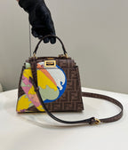 FENDI Peekaboo Glazed FF Small Handbag