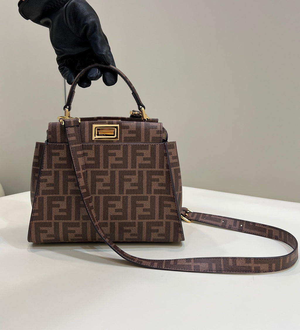 FENDI Peekaboo Glazed FF Small Handbag