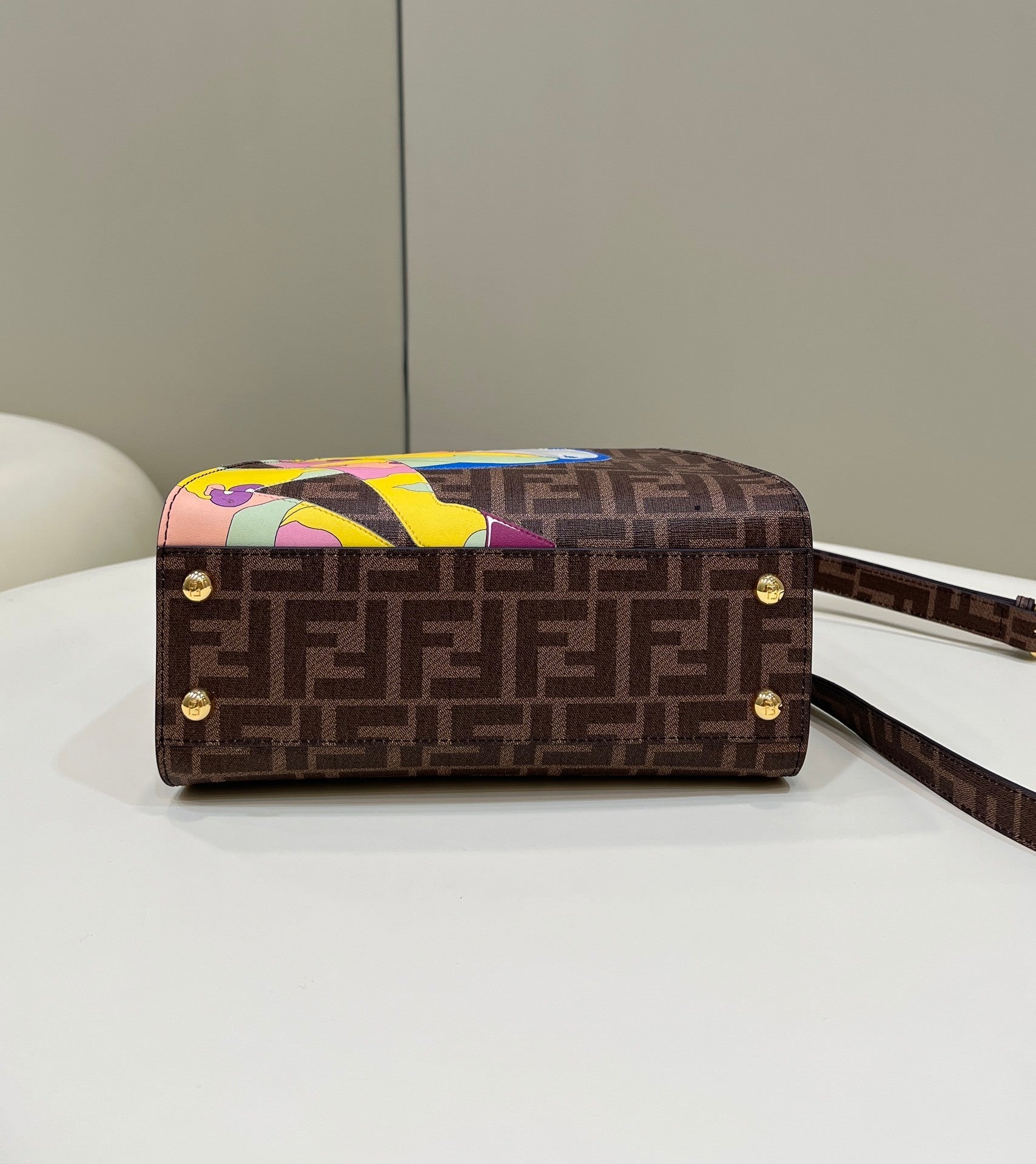 FENDI Peekaboo Glazed FF Small Handbag