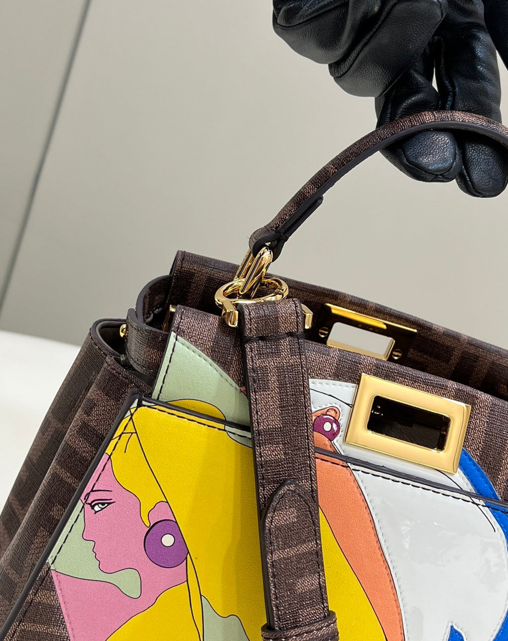 FENDI Peekaboo Glazed FF Small Handbag