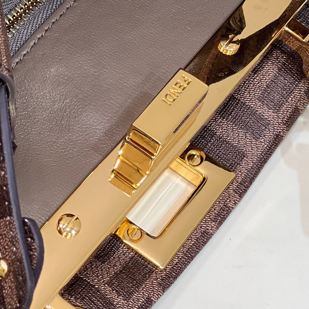 FENDI Peekaboo Glazed FF Small Handbag