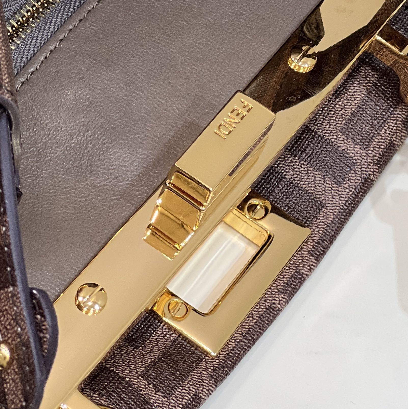 FENDI Peekaboo Glazed FF Small Handbag