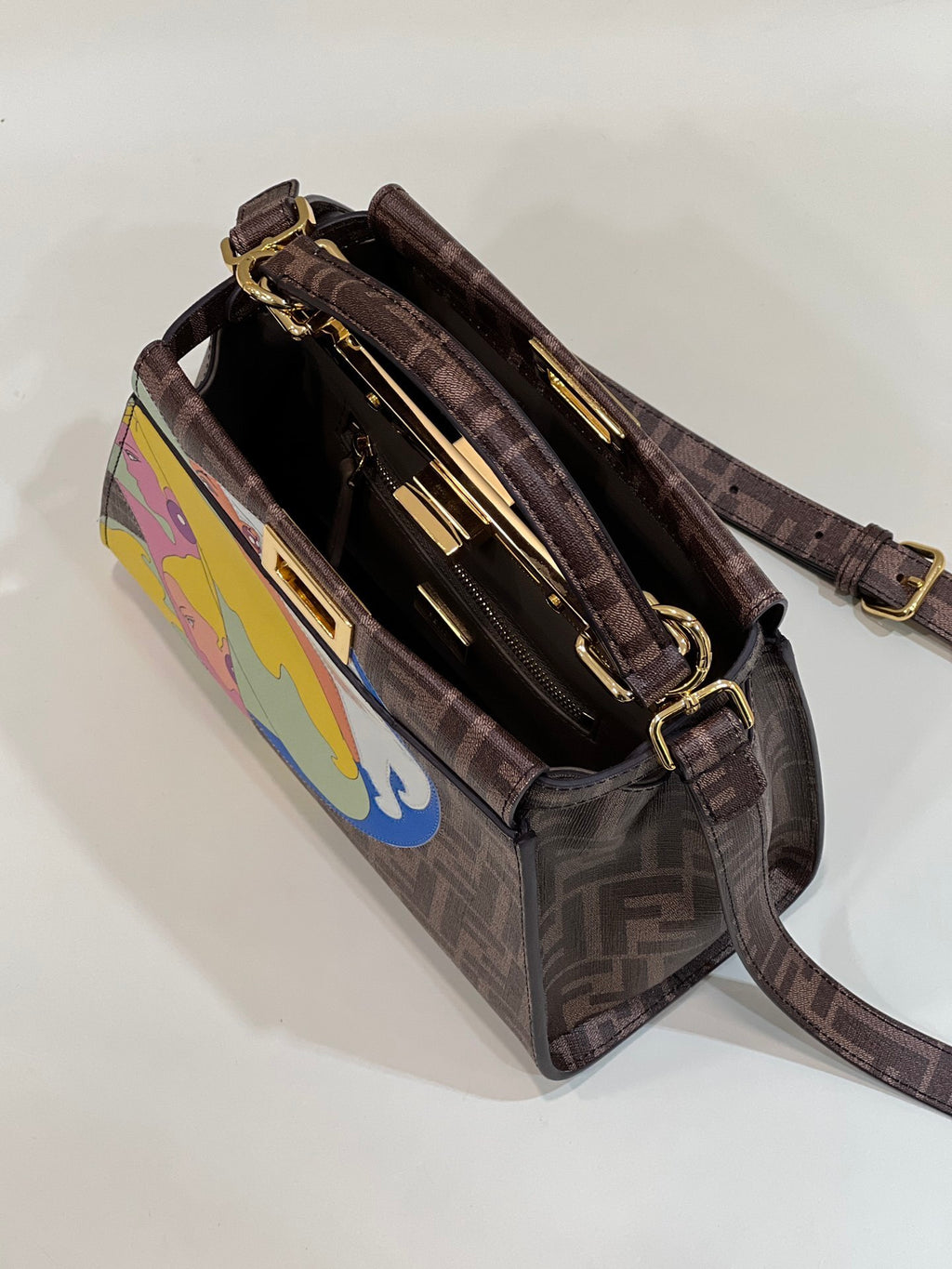 FENDI Peekaboo Glazed FF Small Handbag