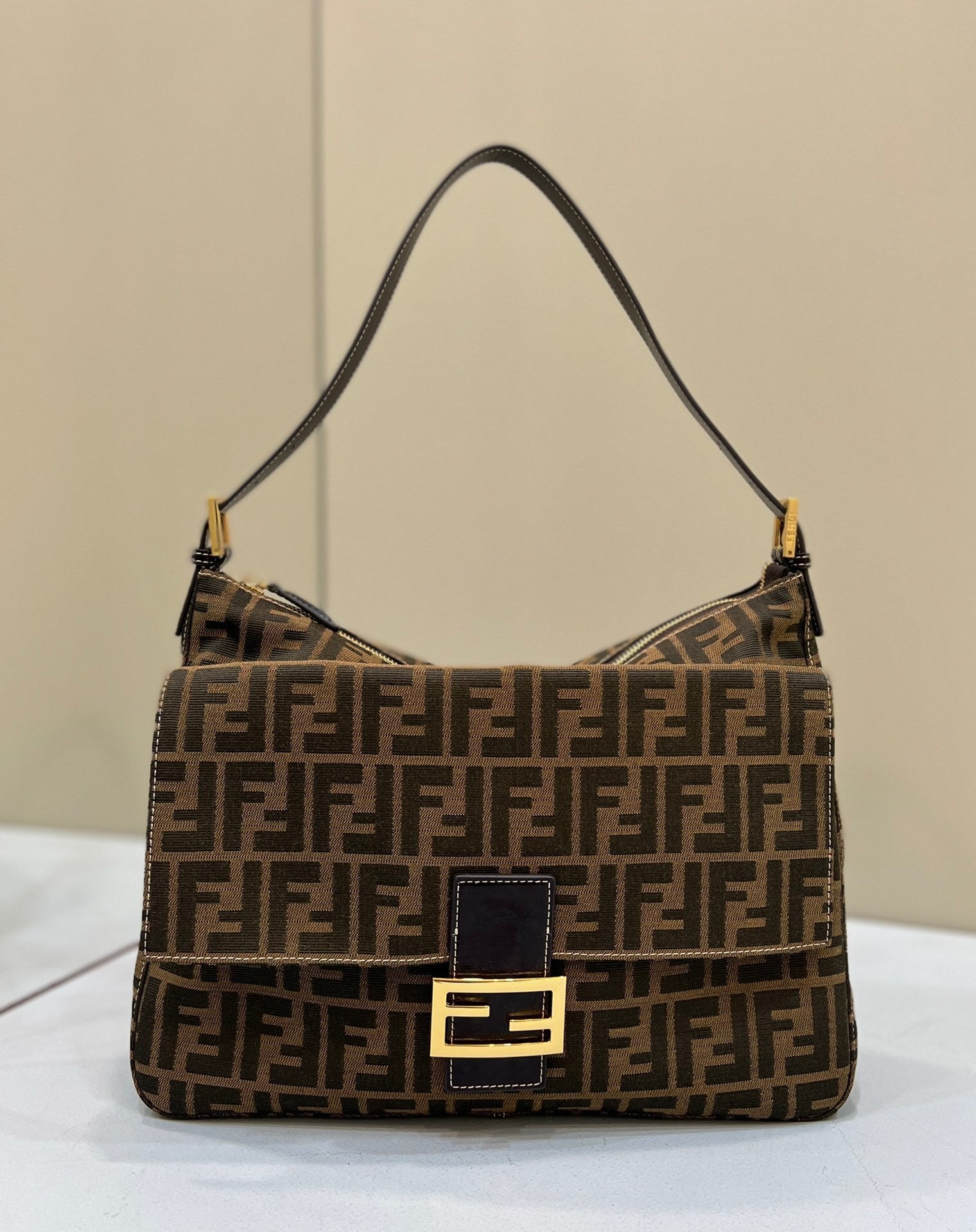 FENDI FF Canvas Large Underarm Bag