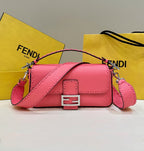FENDI Hand-Stitched Baguette Leather Handbag
