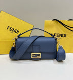 FENDI Hand-Stitched Baguette Leather Handbag