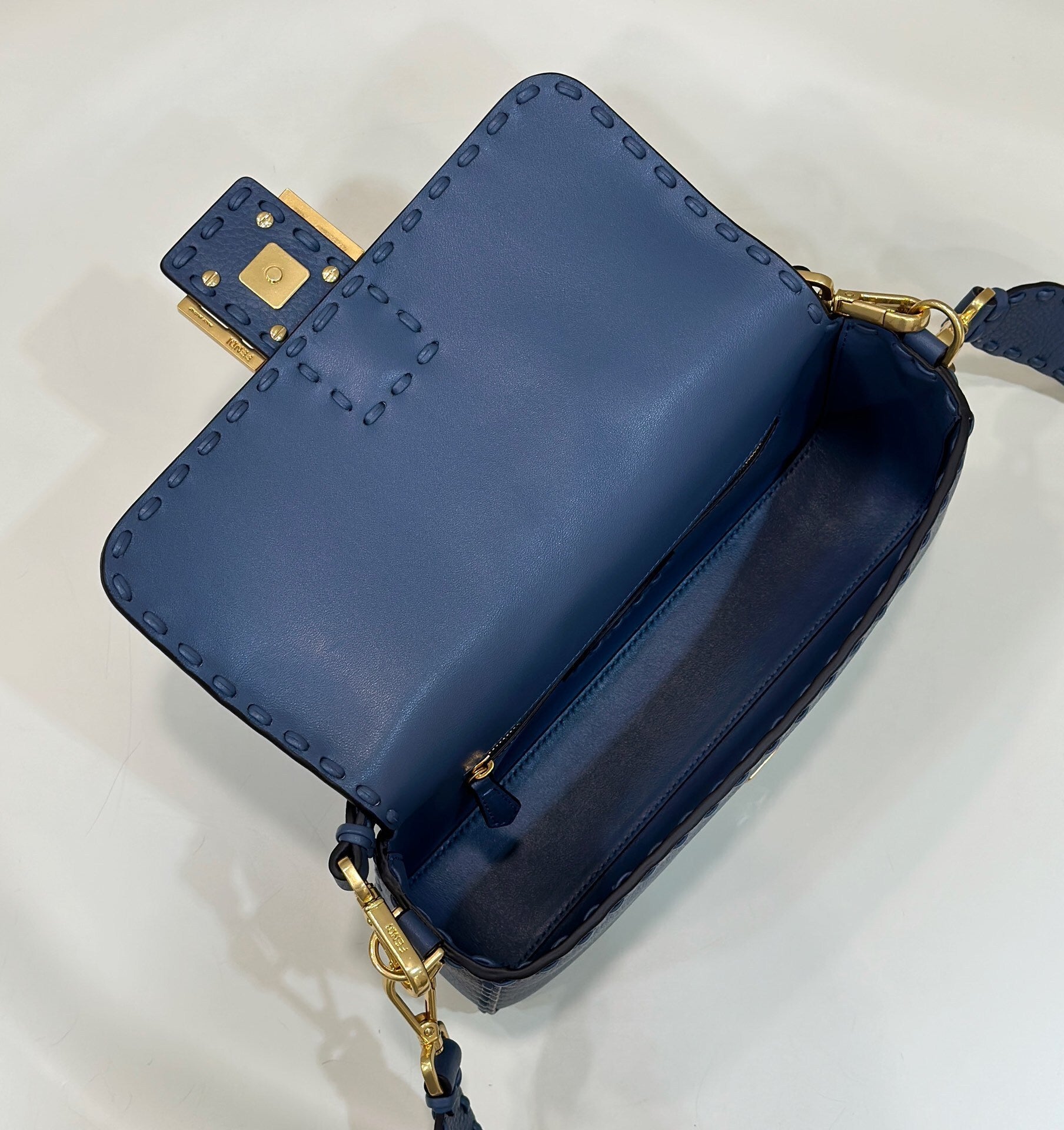 FENDI Hand-Stitched Baguette Leather Handbag