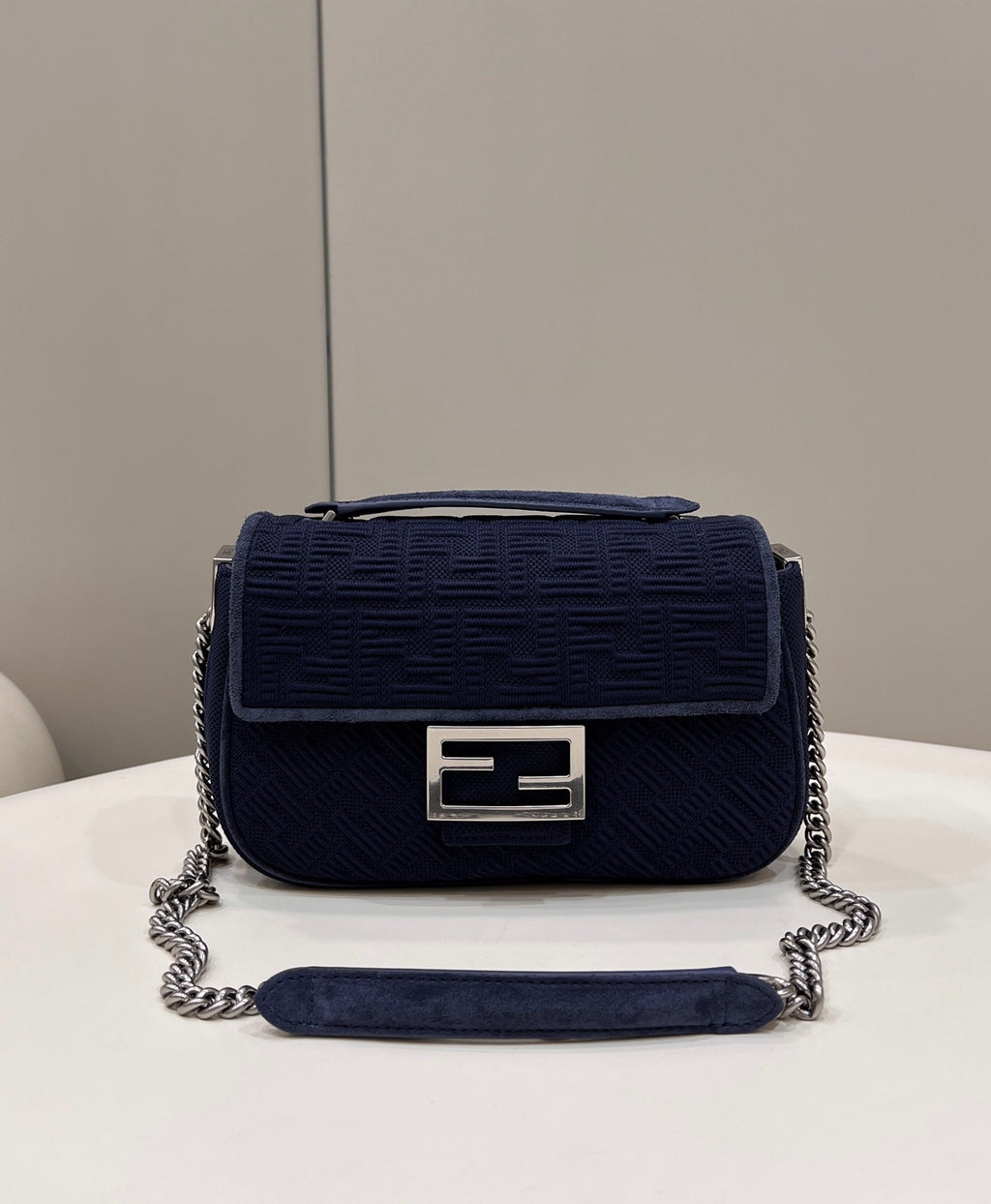 FENDI 3D FF Chain Baguette Handbag