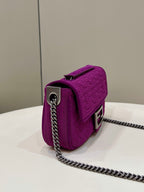 FENDI 3D FF Chain Baguette Handbag
