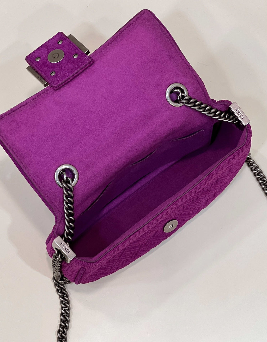 FENDI 3D FF Chain Baguette Handbag