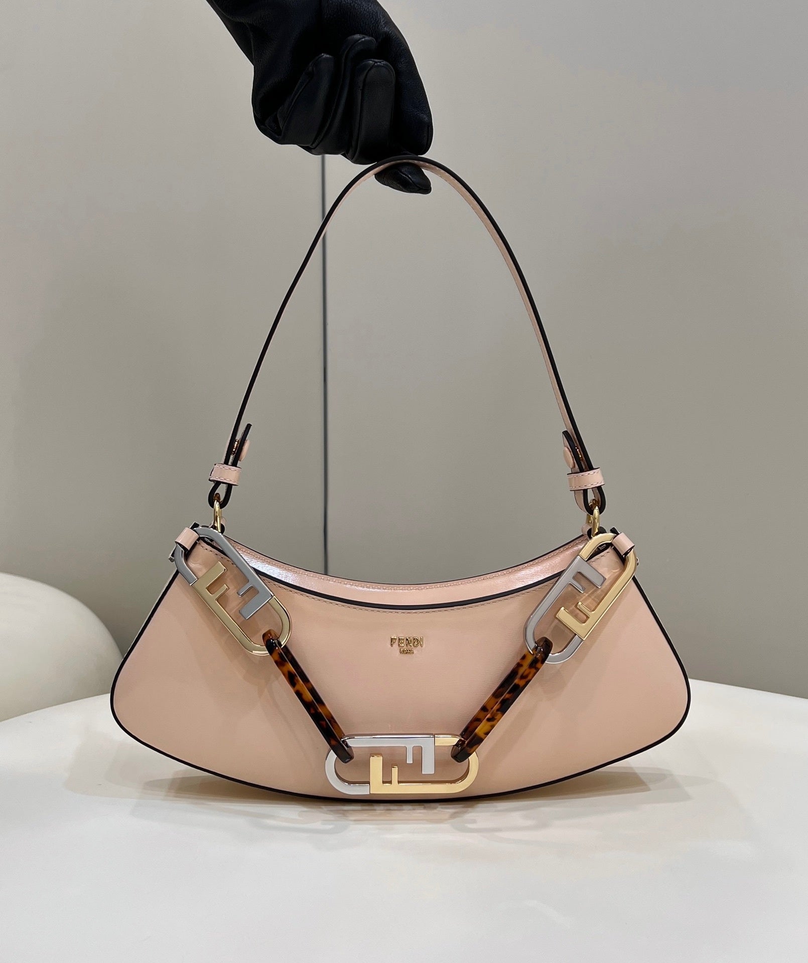 FENDI O’Lock Acrylic Handle Clutch