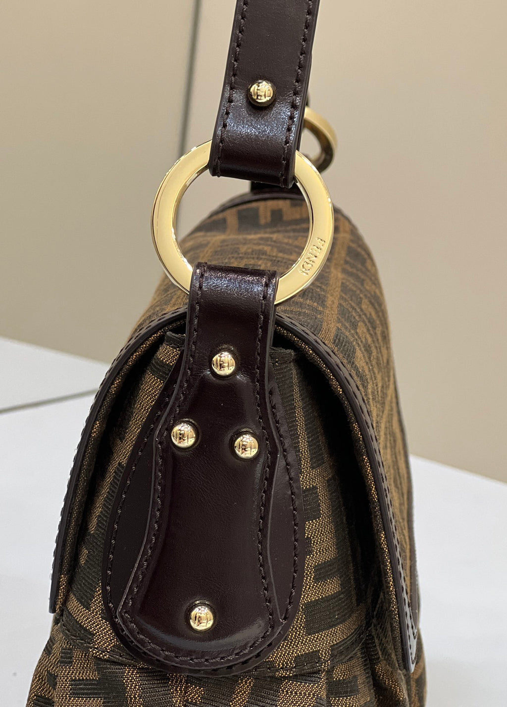 FENDI FF Canvas Vintage Barrel Bag