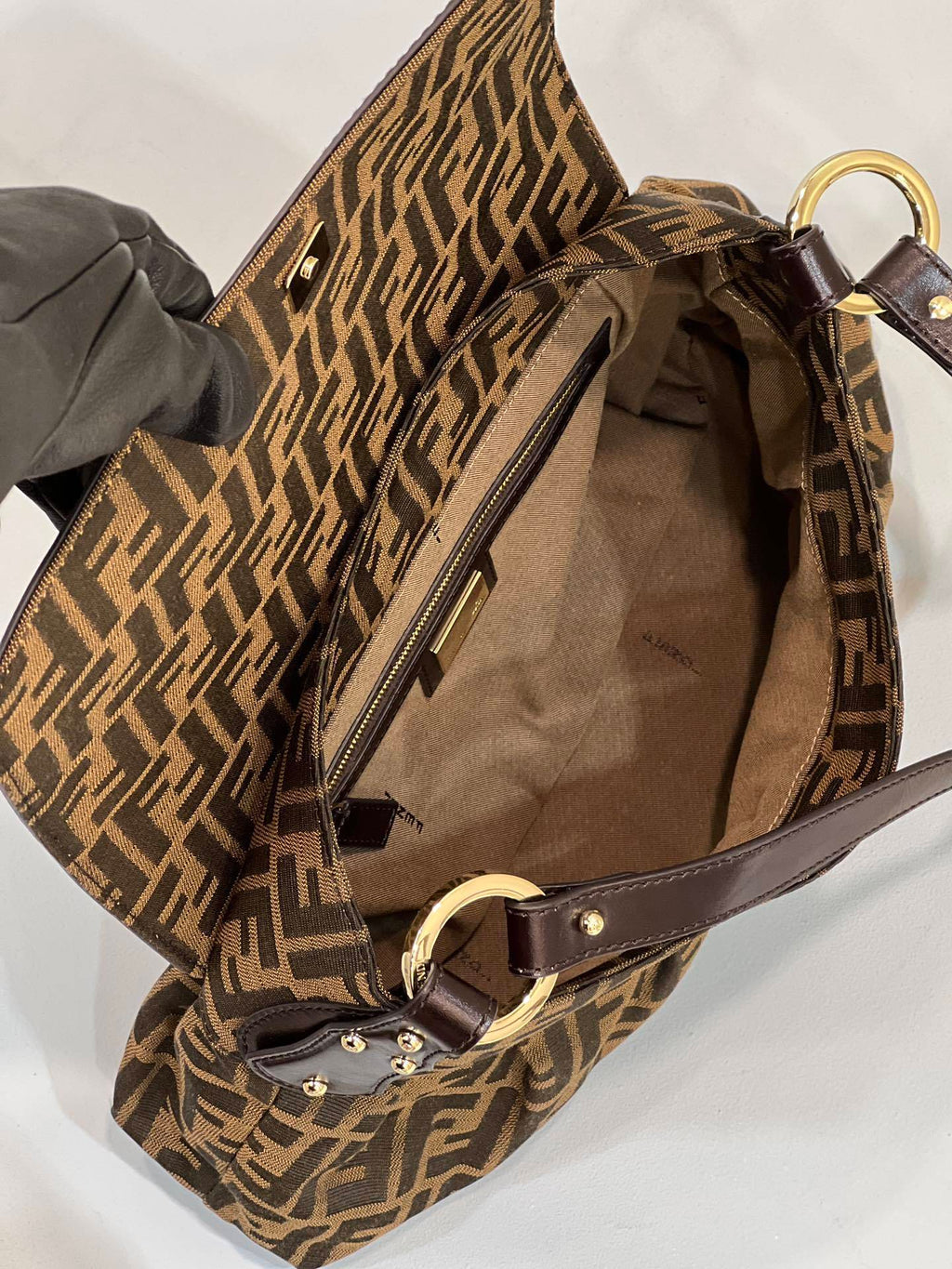 FENDI FF Canvas Vintage Barrel Bag